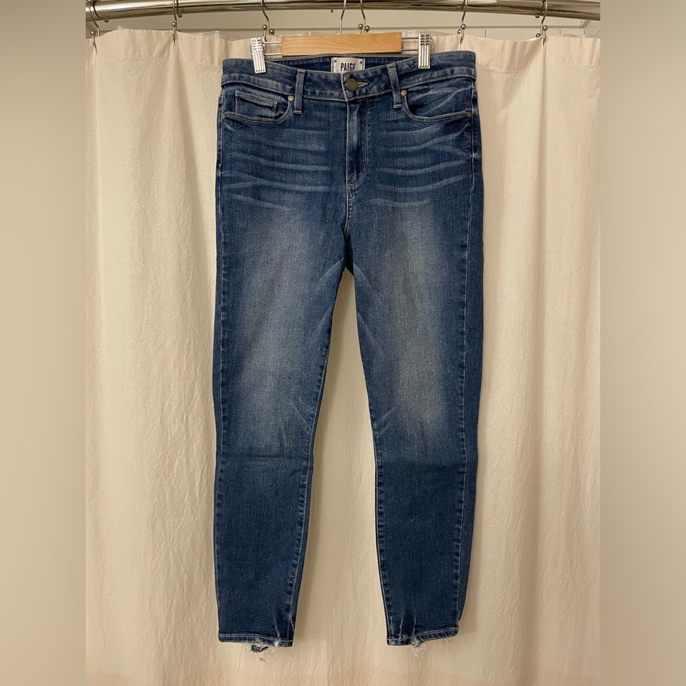 Paige Hoxton Crop Medium Wash High Rise Skinny Jeans